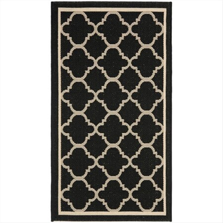 Safavieh 2 Ft. -7 In. X 5 Ft. Small Rectangle Indoor-Outdoor Courtyard- Black And Beige- Machine Made Rug CY6918-226-3